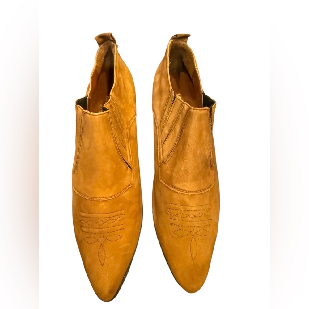 Maine Woods Women’s Vintage Tan Leather Cowboy Booties sz 10 - Picture 2 of 9